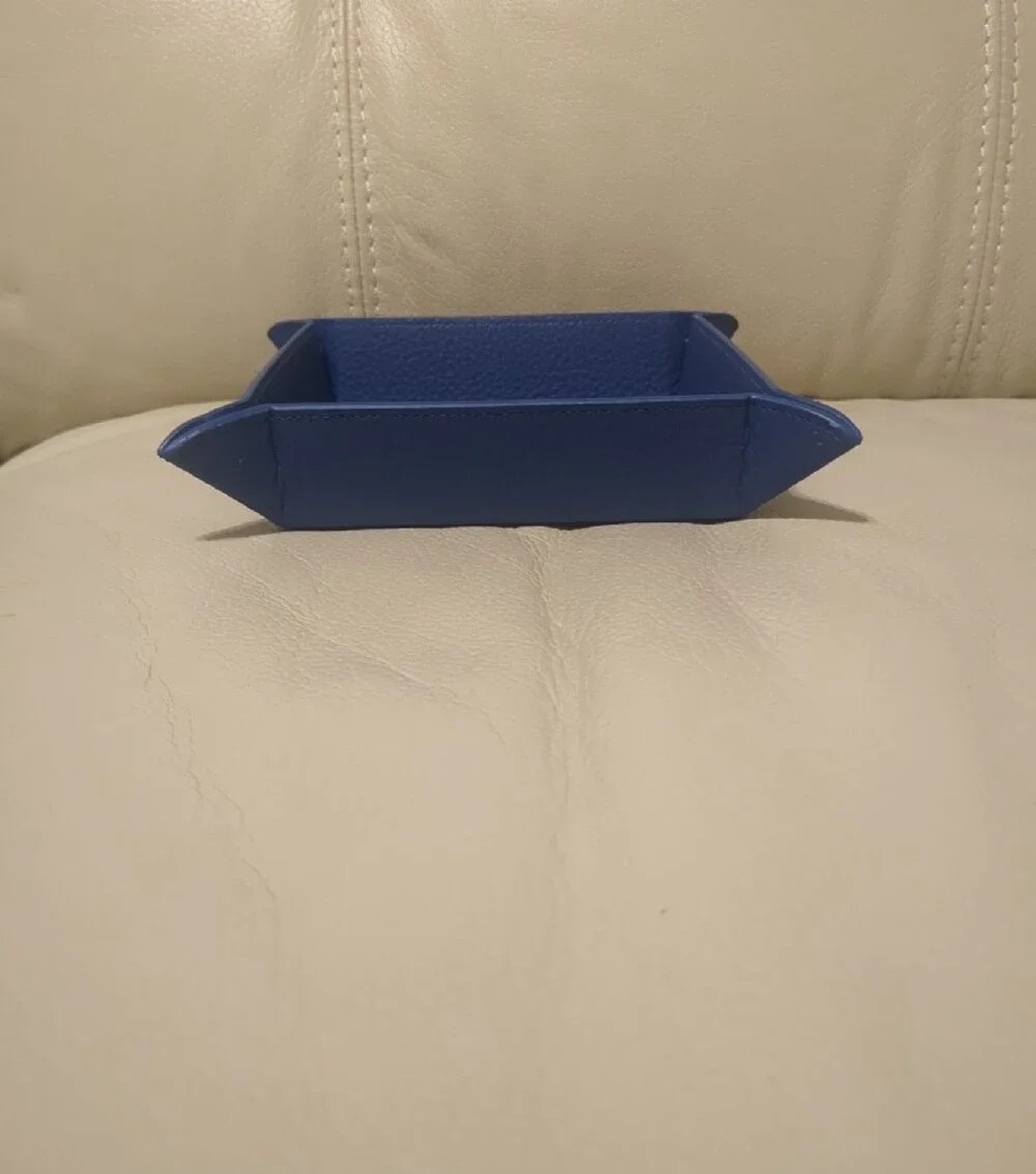 Leatherology Blue Leather Catchall Tray - Home Accents